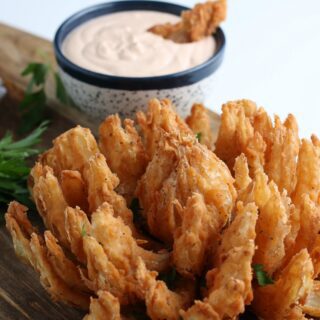 Fried Blooming Onion with sauce