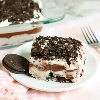 no bake oreo delight piece served on a plate