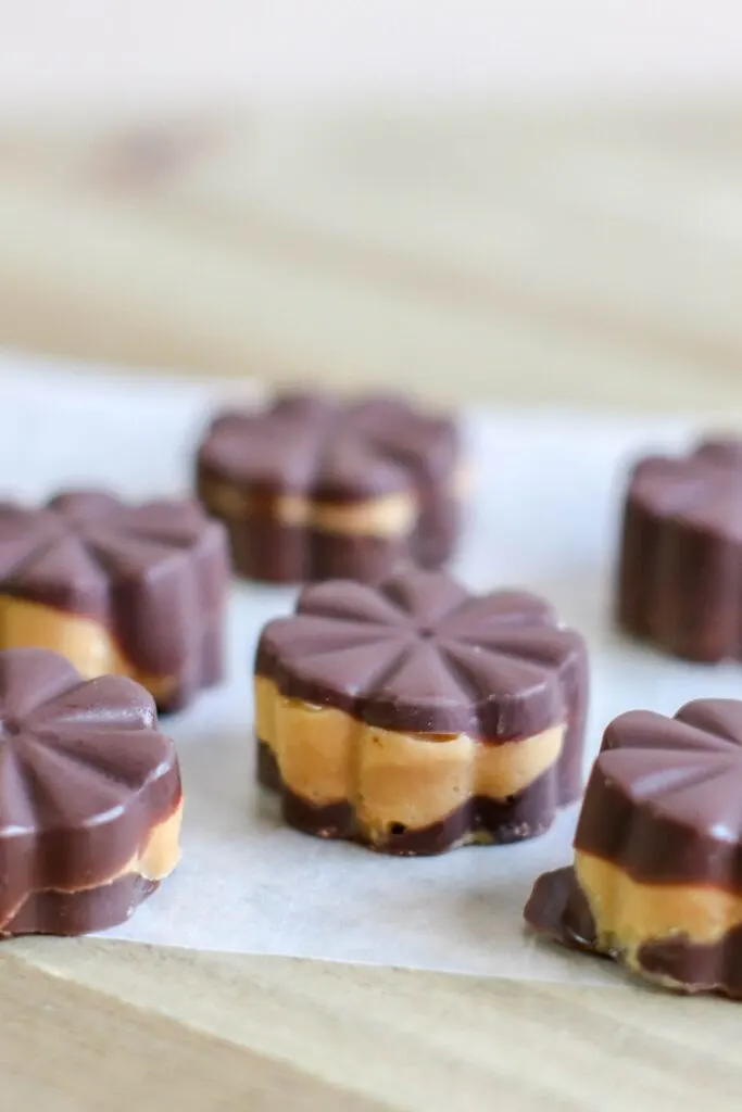 6 Keto Peanut Butter Chocolate Fat Bombs hero close up 