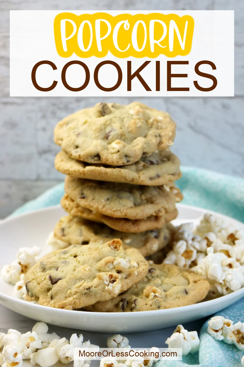 Sweet, chocolatey, buttery, and crunchy make these Popcorn Cookies the ultimate satisfying treat. It's a chocolate chip cookie that's stuffed with popcorn for an epic combination that's simply scrumptious. via @Mooreorlesscook
