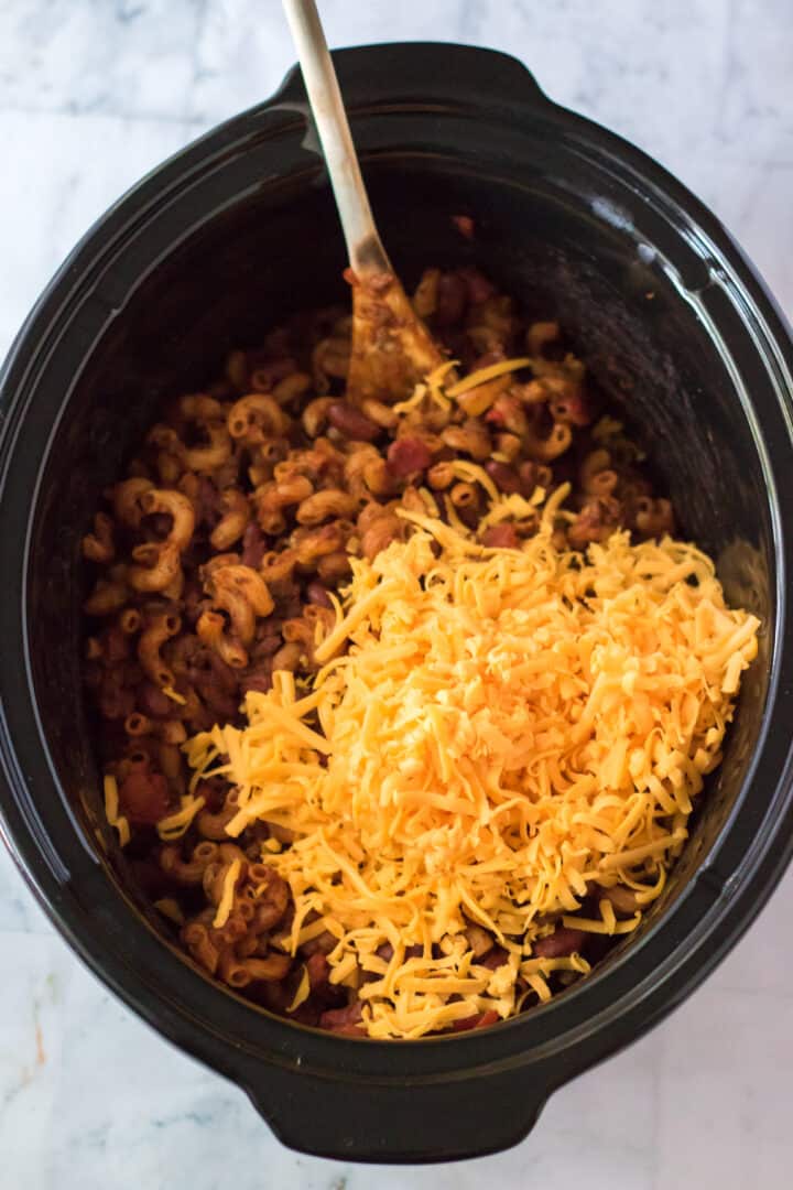Slow Cooker Chili Mac Moore or Less Cooking