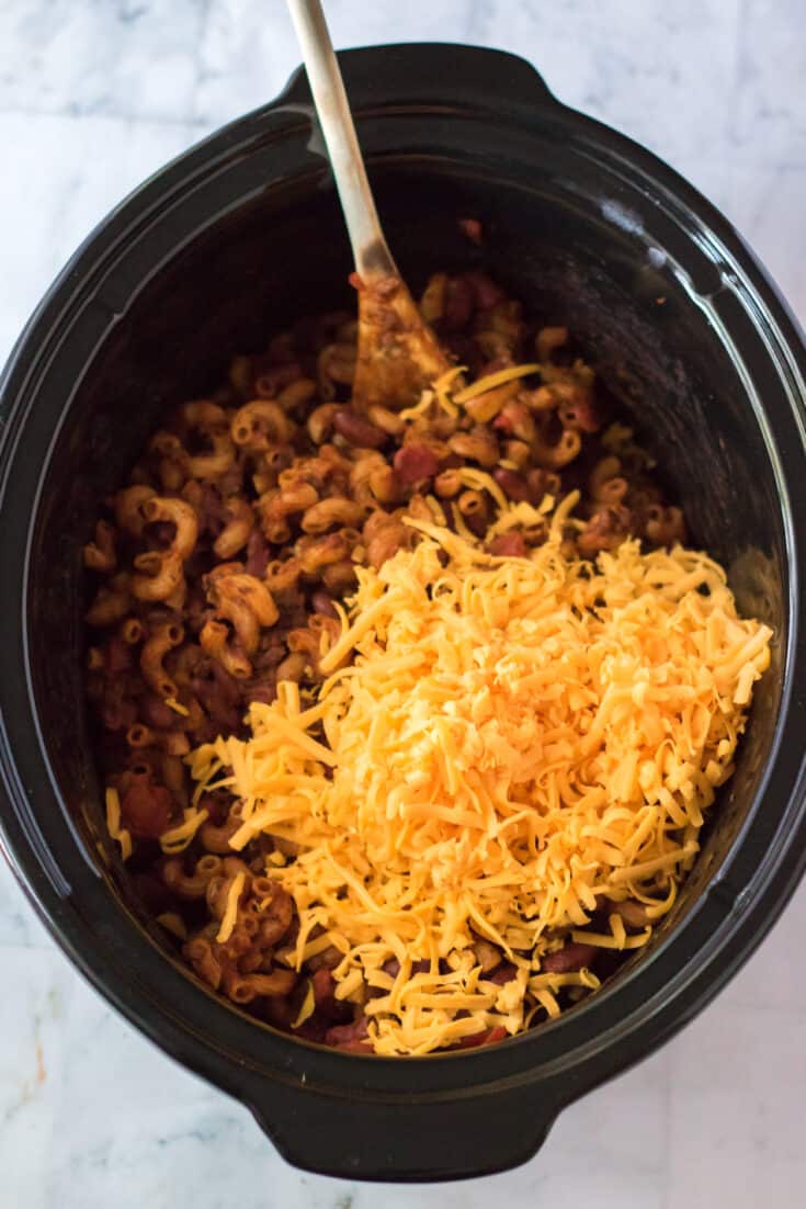 Slow Cooker Chili Mac Moore or Less Cooking