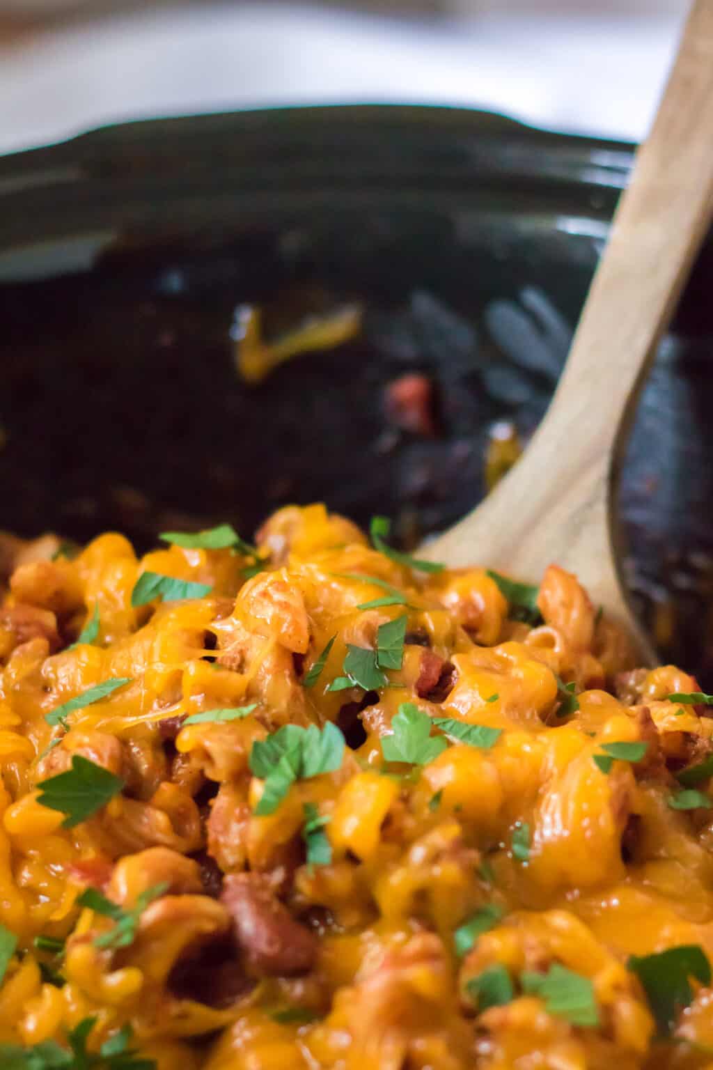 Slow Cooker Chili Mac Moore or Less Cooking