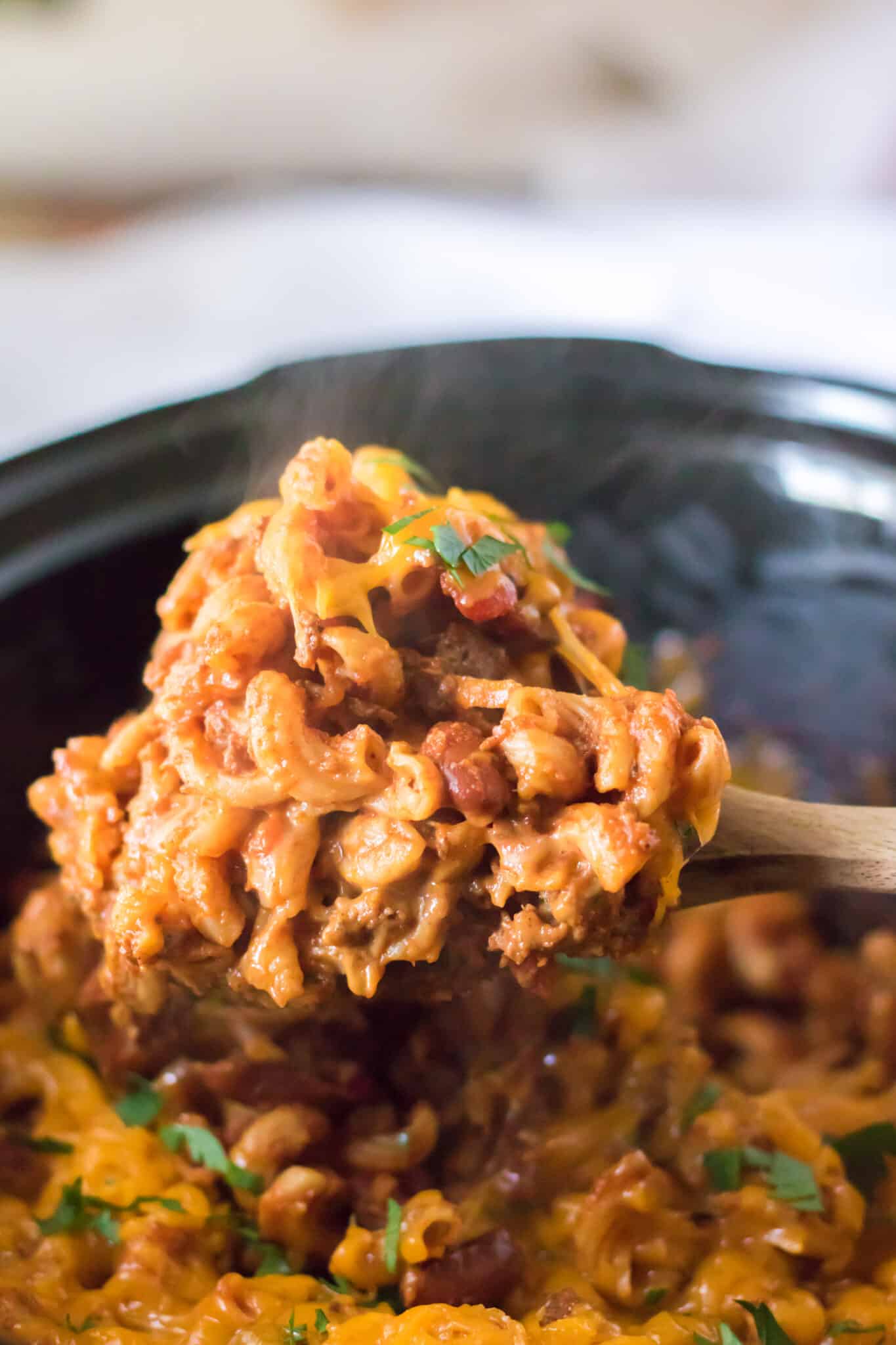 Slow Cooker Chili Mac Moore or Less Cooking