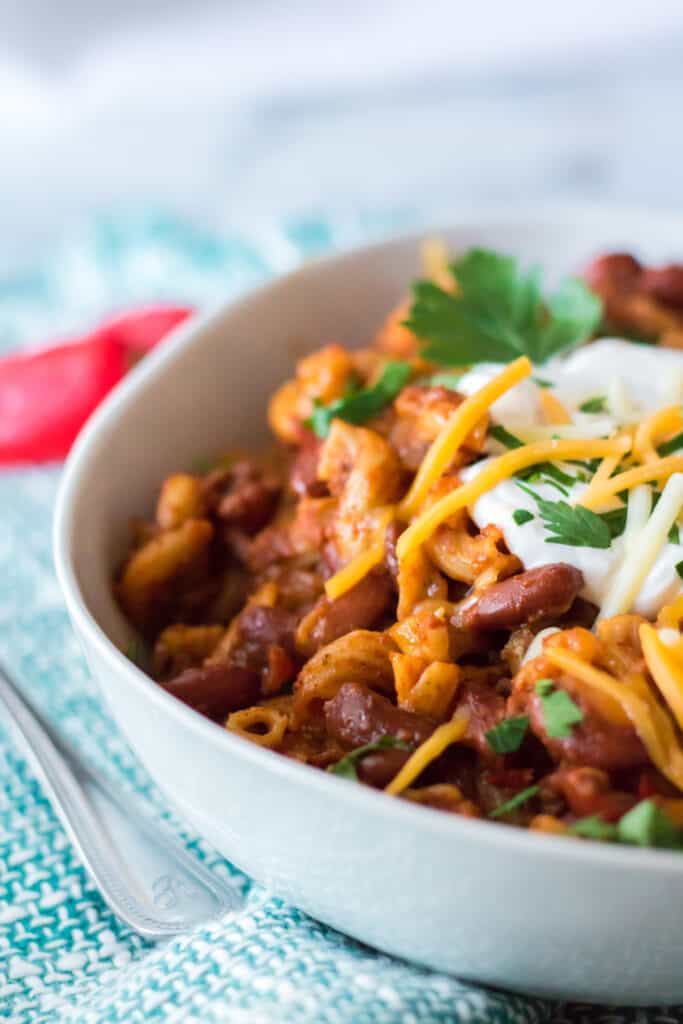 Slow Cooker Chili Mac Moore or Less Cooking