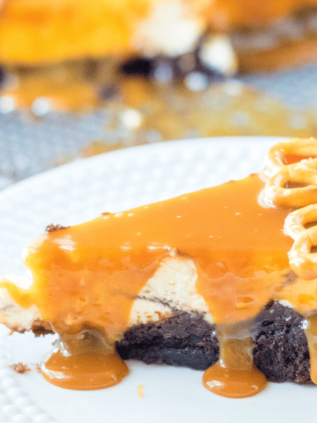 Brownie Bottom Salted Caramel Cheesecake Story Moore or Less Cooking