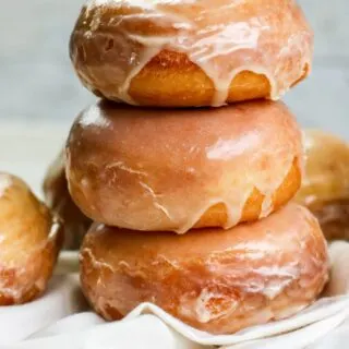 Yeast doughnuts with Vanilla Glaze stacked
