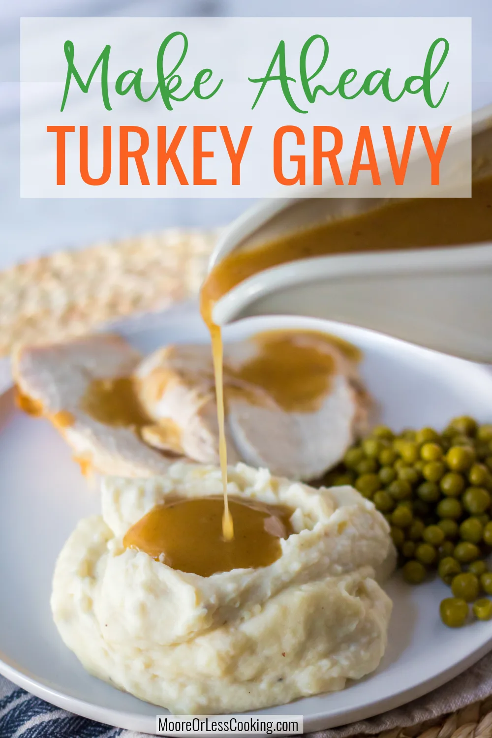 If you're wanting the most scrumptious gravy for your turkey, mashed potatoes or biscuits, you'll love this Make Ahead Turkey Gravy that delivers outrageous flavor! Have it ready and waiting to be warmed up when you need it by planning ahead with this delicious freezer-friendly recipe that's made from scratch. via @Mooreorlesscook