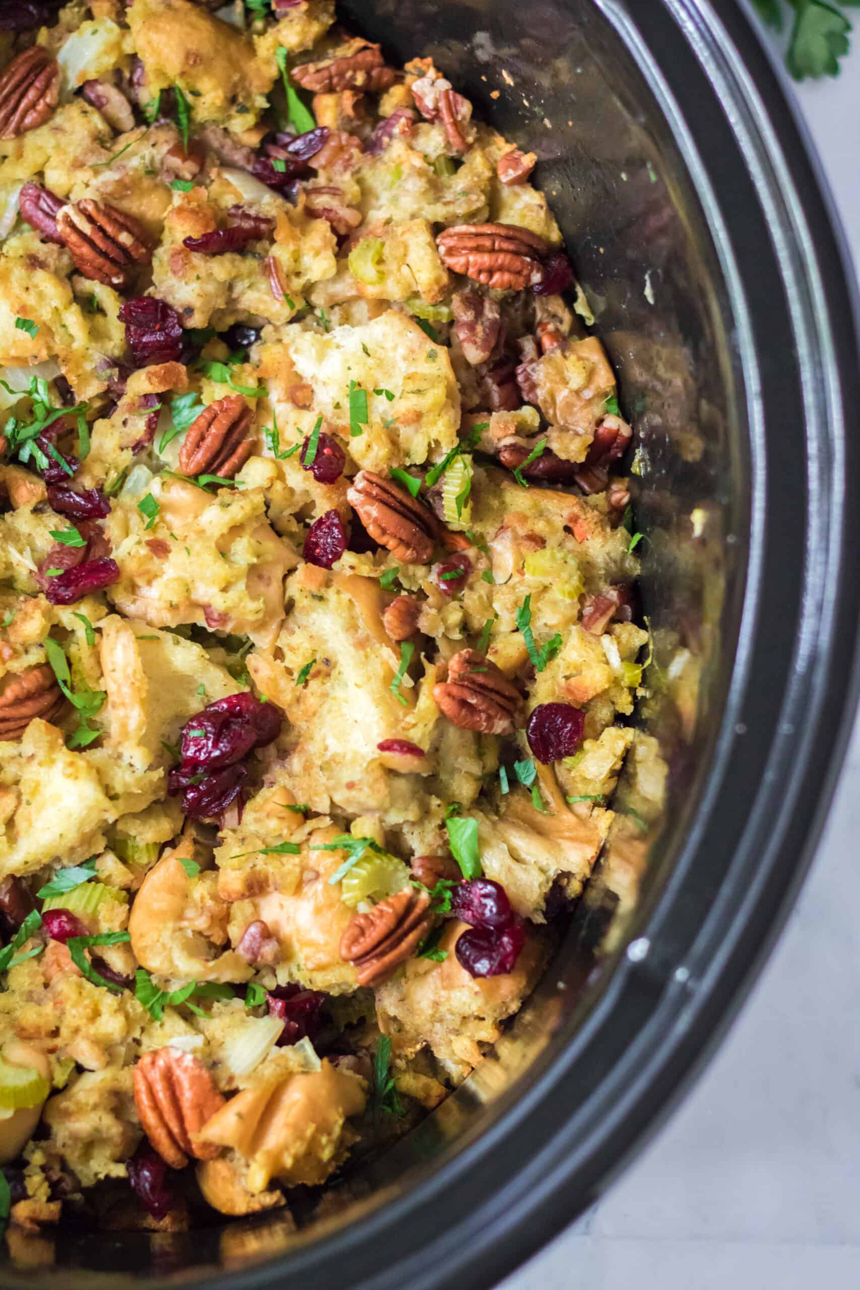 Slow Cooker Cranberry Pecan Stuffing