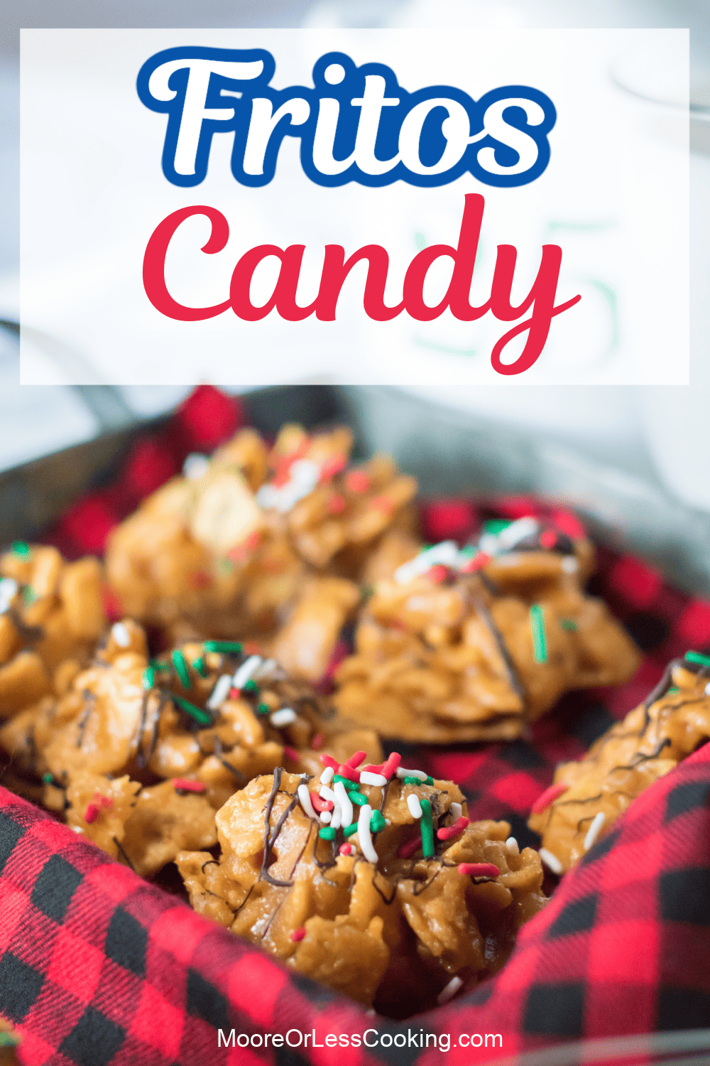 These Frito Candies are like no other! You make a quick little caramel peanut butter base that is creamy and gooey without being sticky. It pairs perfectly with the salty, crunch Fritos creating a candy that has everything you could want. A drizzle of chocolate adds a little richness. via @Mooreorlesscook
