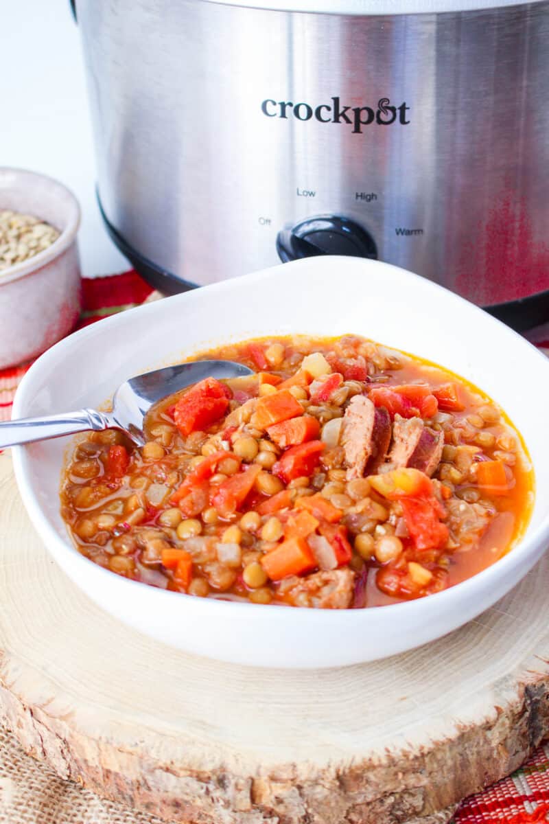 Slow Cooker Chicken Sausage And Lentil Soup Moore or Less Cooking