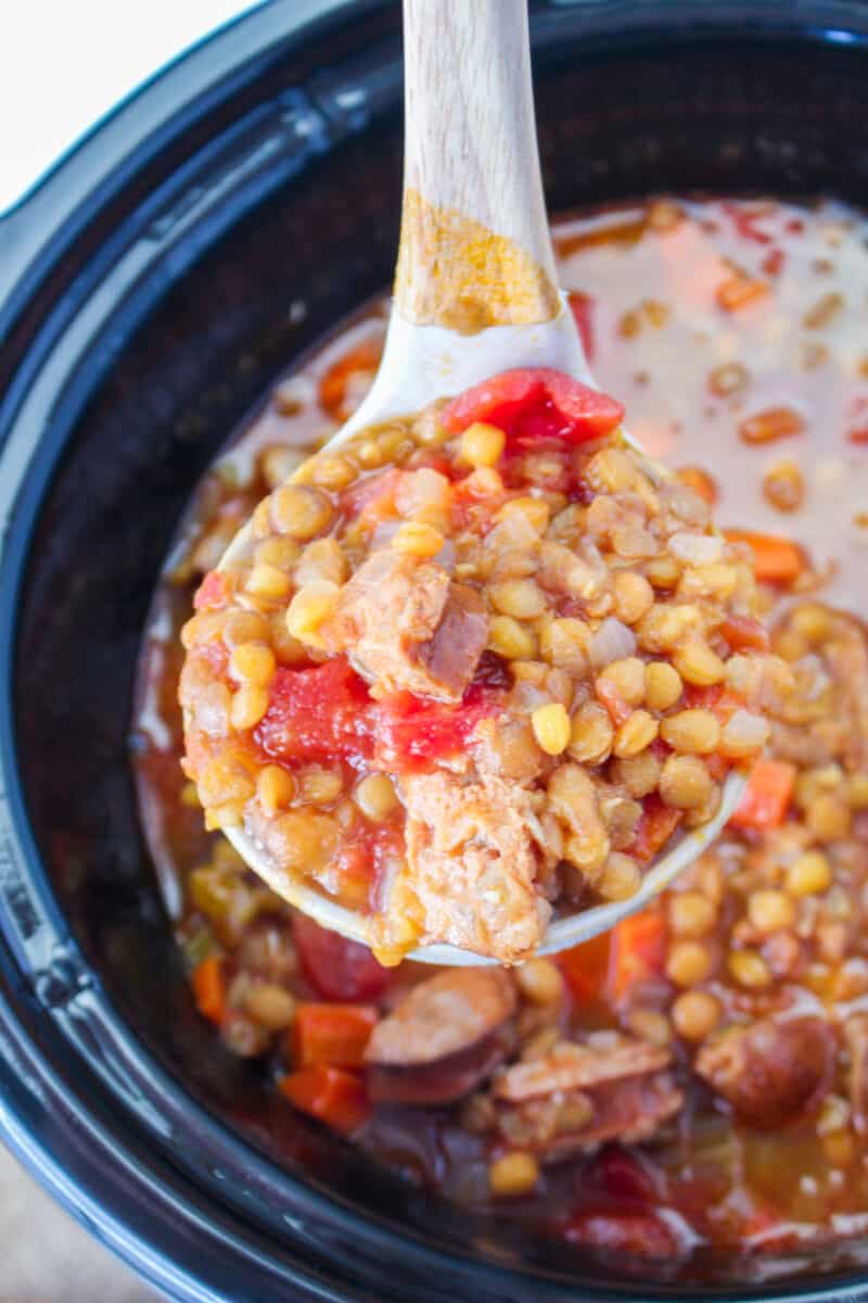 Slow Cooker Chicken Sausage And Lentil Soup Moore or Less Cooking
