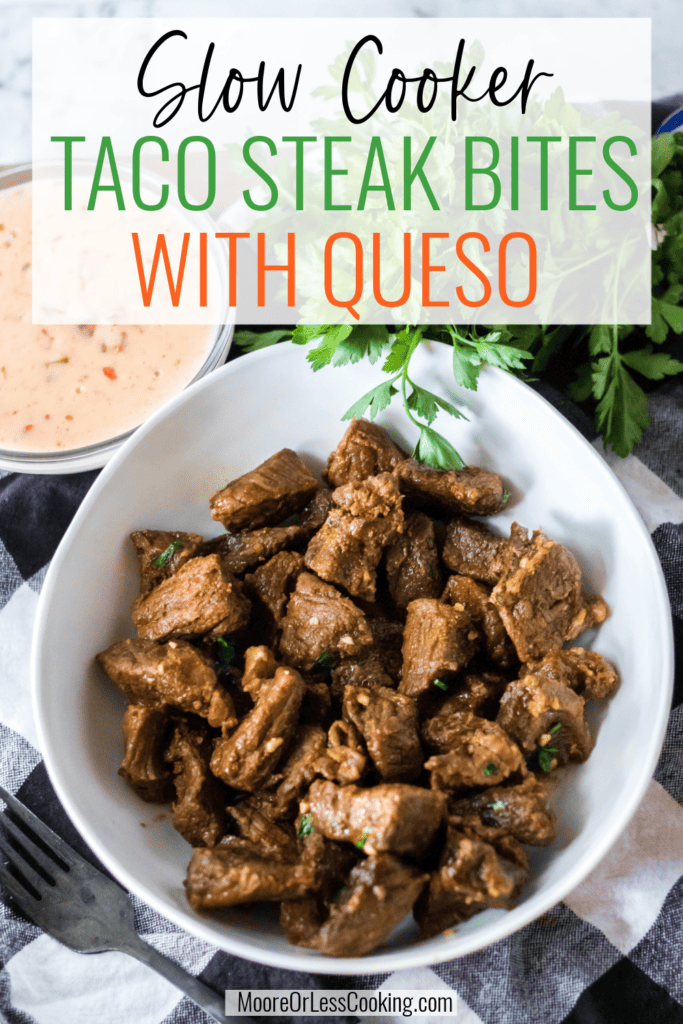 Slow Cooker Taco Steak Bites with Queso
