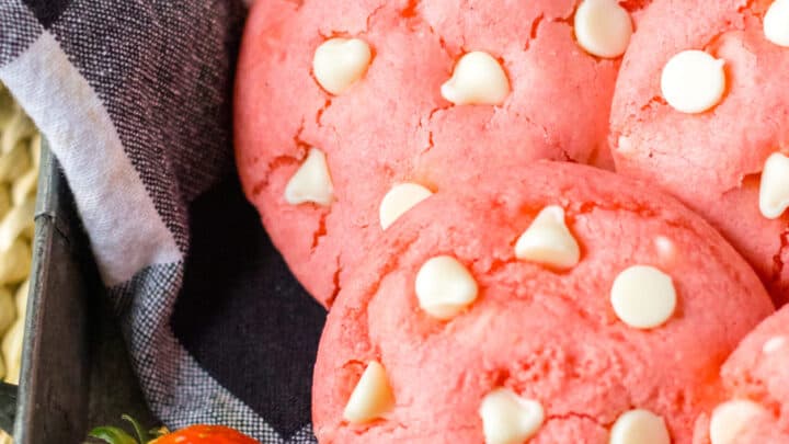 Cheesecake Stuffed Strawberry Cookies - Moore or Less Cooking