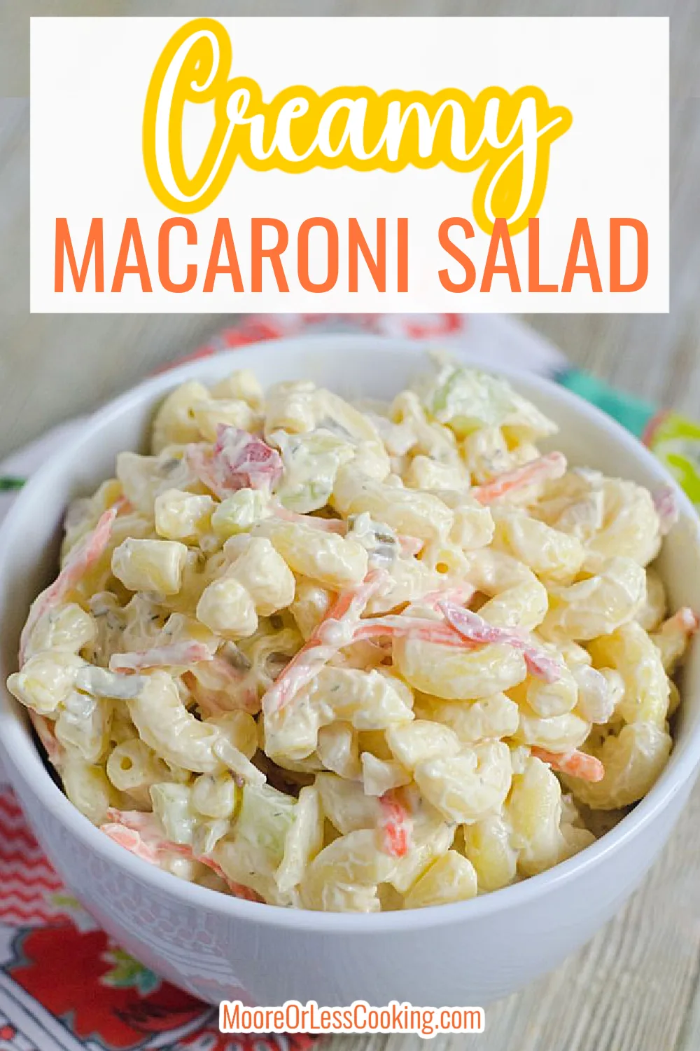 No summer potluck, BBQ, or picnic would be complete without this classic Creamy Macaroni Salad. This easy macaroni salad is packed with finely diced veggies and tossed with an irresistible tangy homemade dressing, making it a flavorful dish that's always a crowd-pleaser. via @Mooreorlesscook