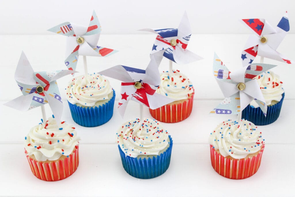 Patriotic Windmill Cupcakes
