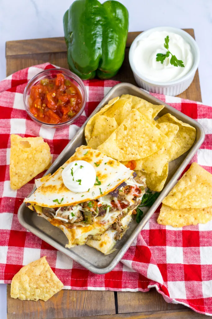 Slow Cooker Cheesesteak Quesadilla