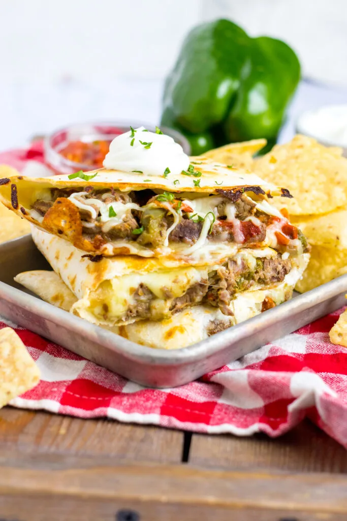 Slow Cooker Cheesesteak Quesadilla