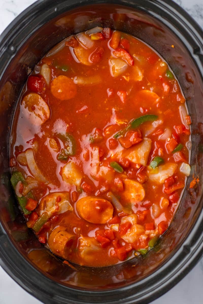 Slow Cooker Cajun Chicken And Sausage - Moore or Less Cooking