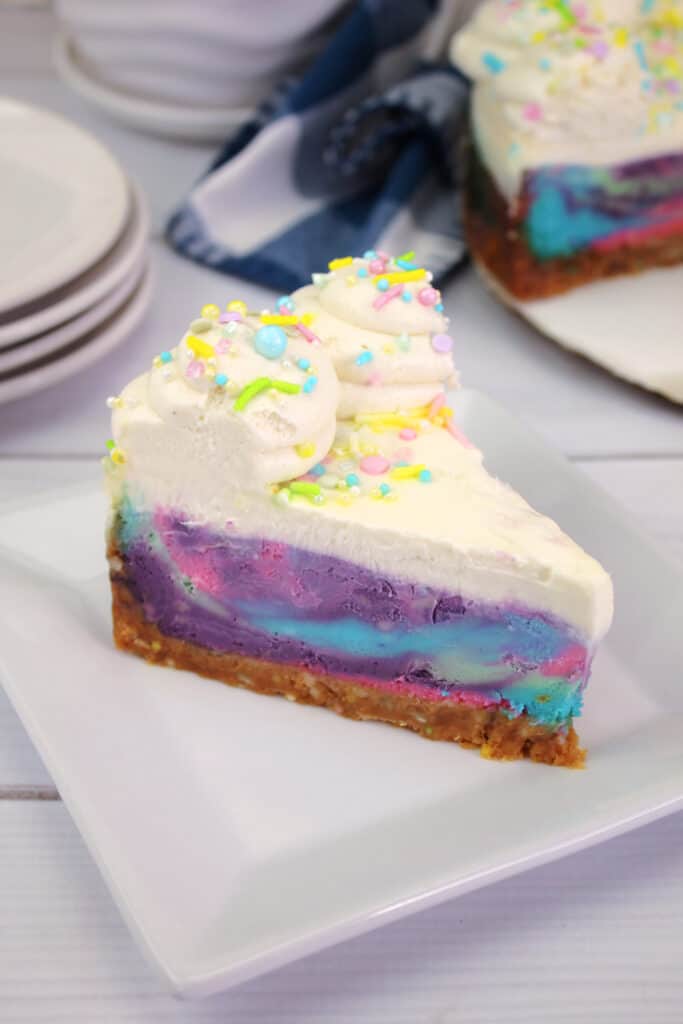 Hero slice of Tie Dye cheesecake