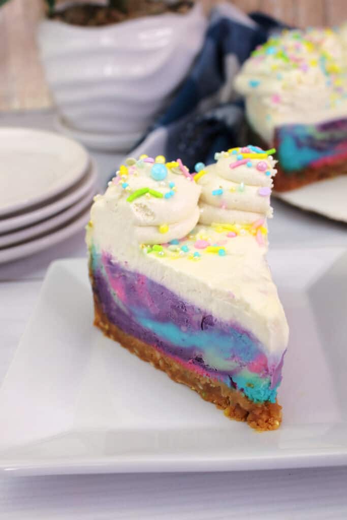 sliced tie dye cheesecake