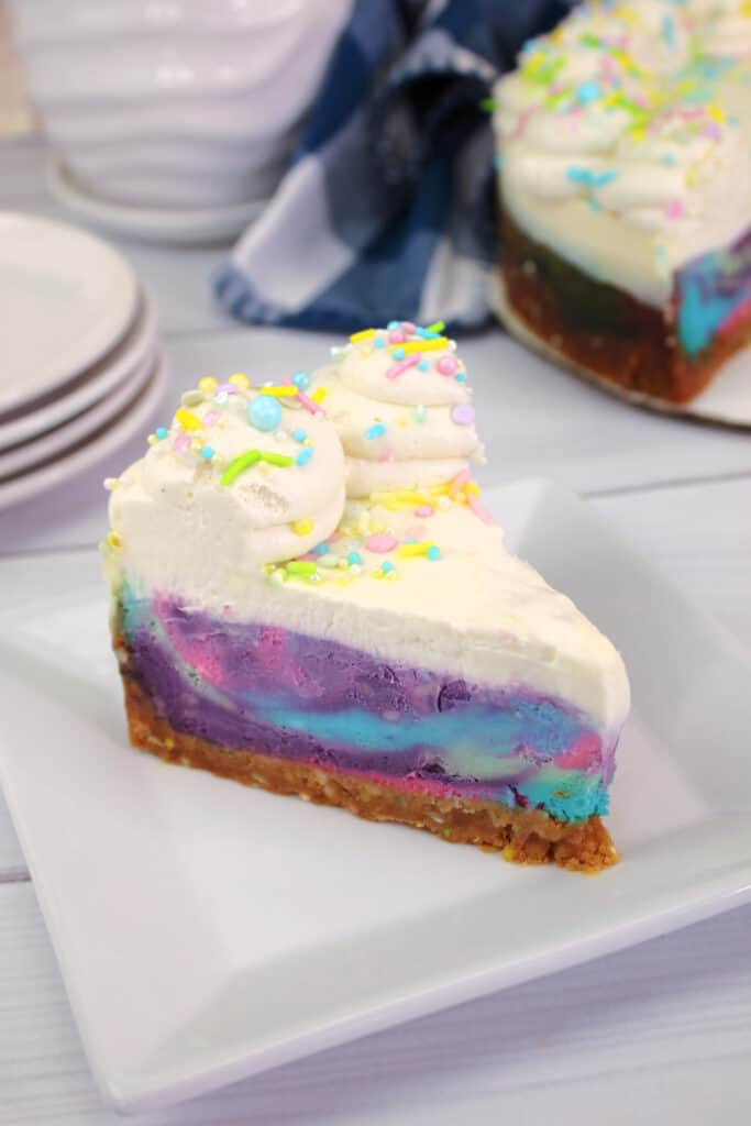 Tie dye cheesecake slice