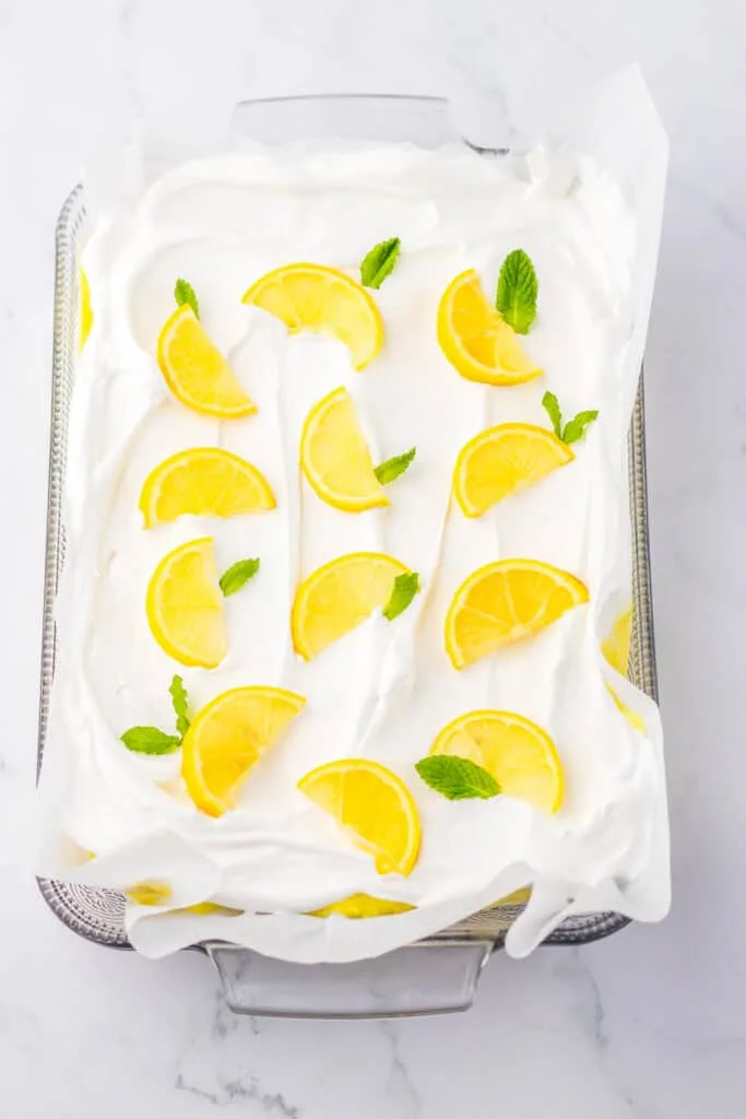 Lemon Icebox Cake finished before slicing