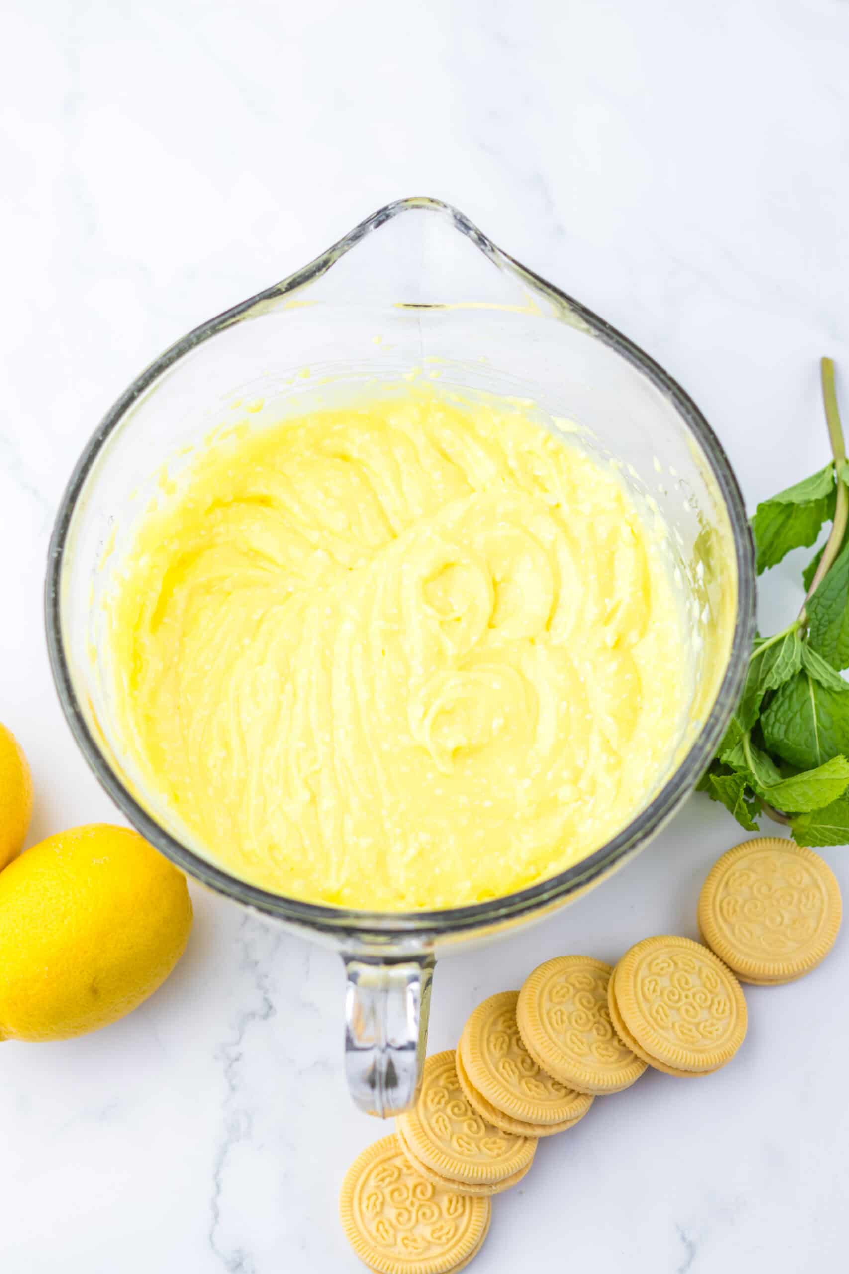Lemon Icebox Cake whip cream cheese and pudding mix