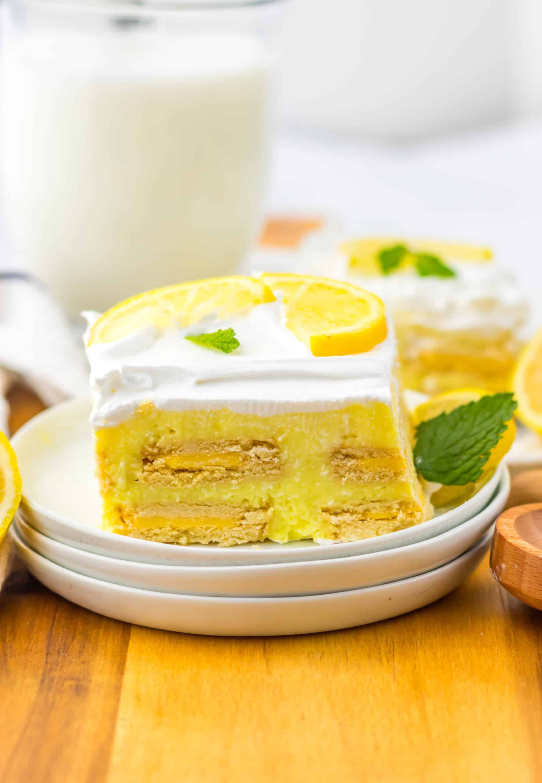 Lemon Icebox Cake served slice