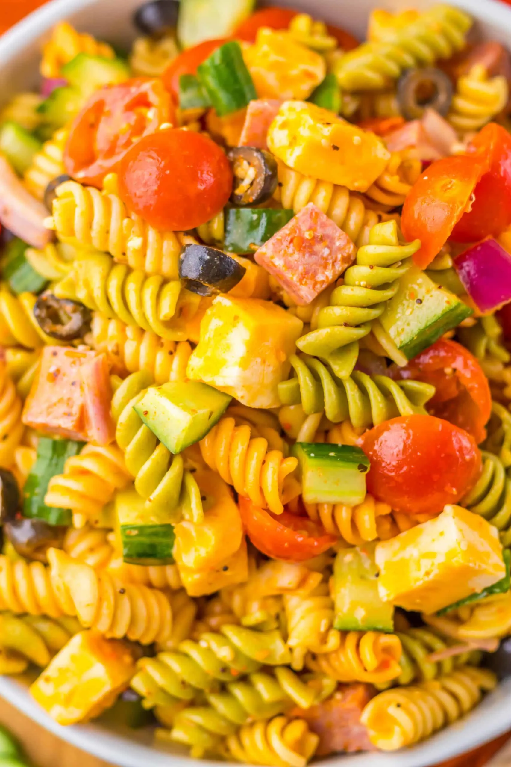 close up pasta salad