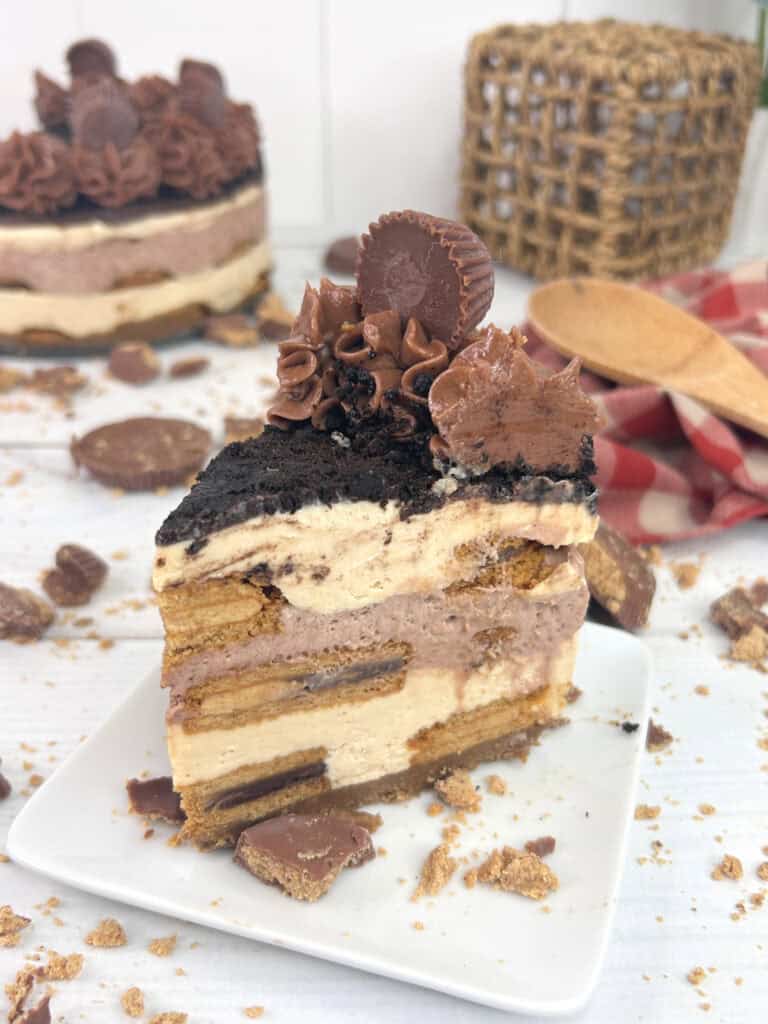 slice of cake, Reese’s Peanut Butter Chocolate Icebox Cake
