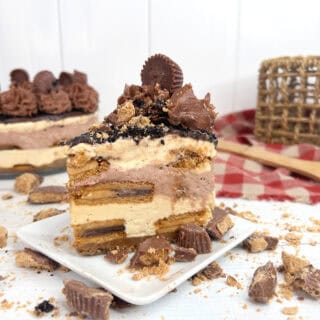 sliced up Reese’s Peanut Butter Chocolate Icebox Cake