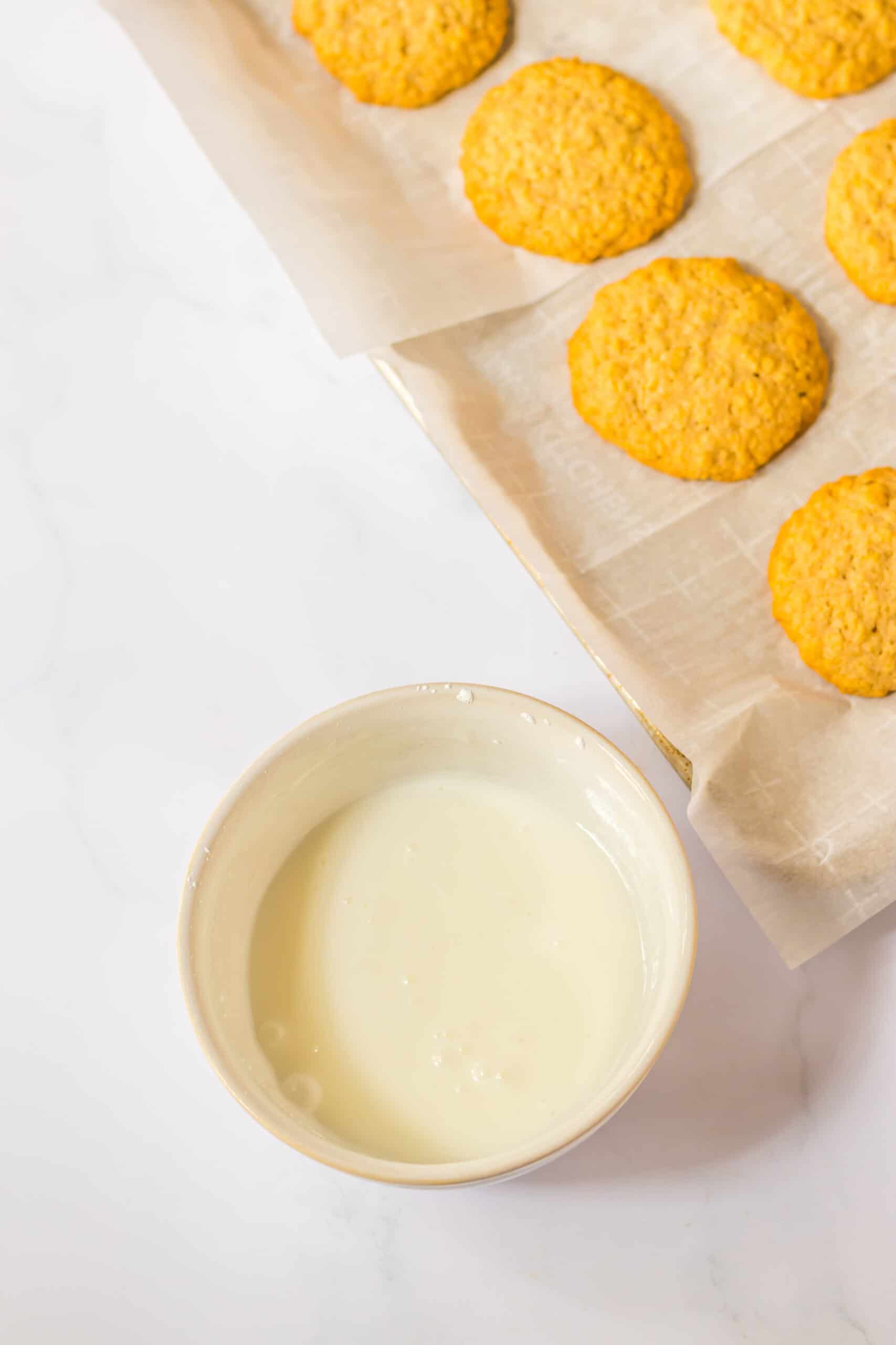 baked cookies and ready to glaze