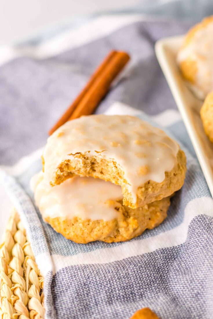 Old Fashion Iced Oatmeal Cookies, two cookies