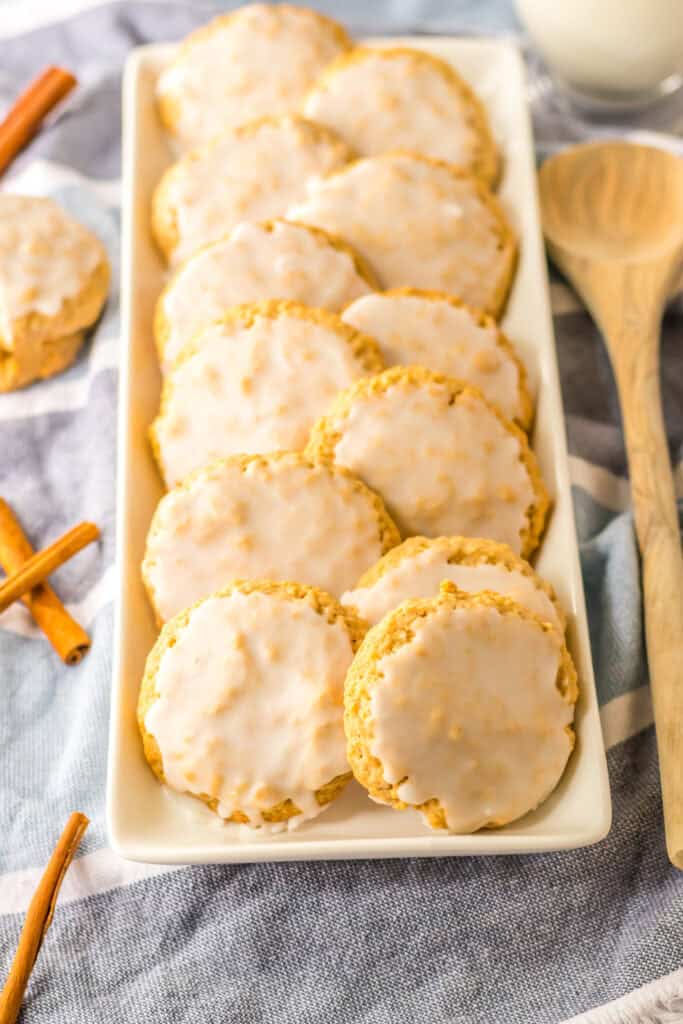 Iced cookies on platter