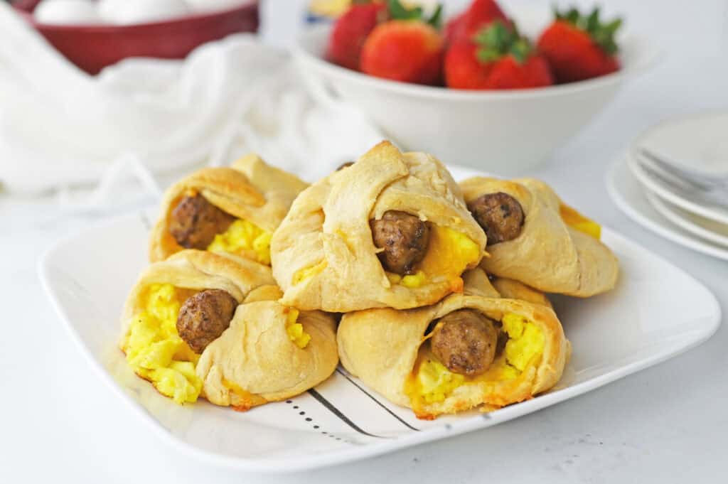 Breakfast Crescent Rolls served white platter