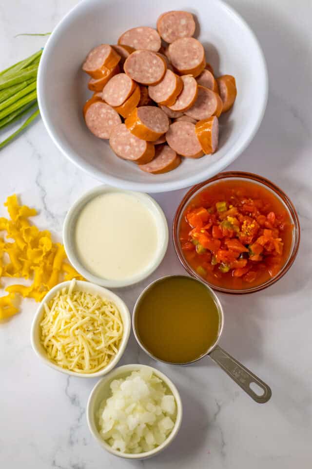 One Pot Cheesy Sausage Pasta Moore or Less Cooking