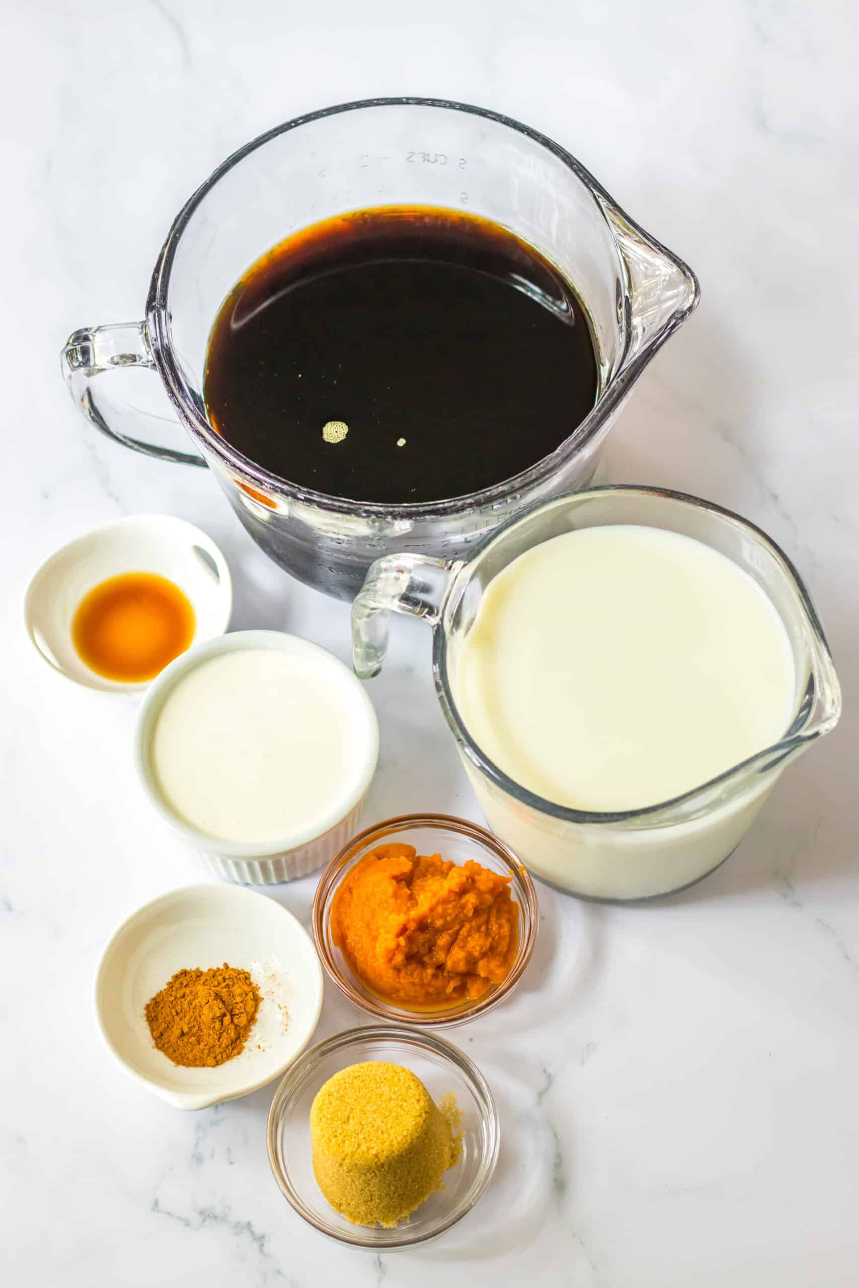 set out ingredients for the Pumpkin Spice Latte recipe