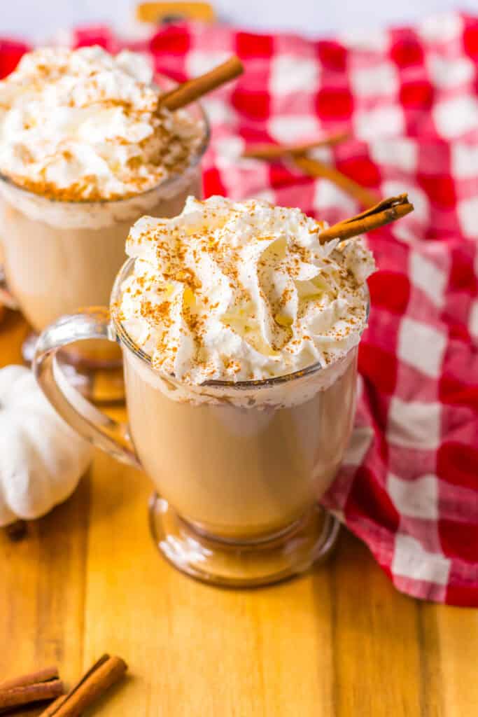 Two glass mugs  Pumpkin Spice Latte 