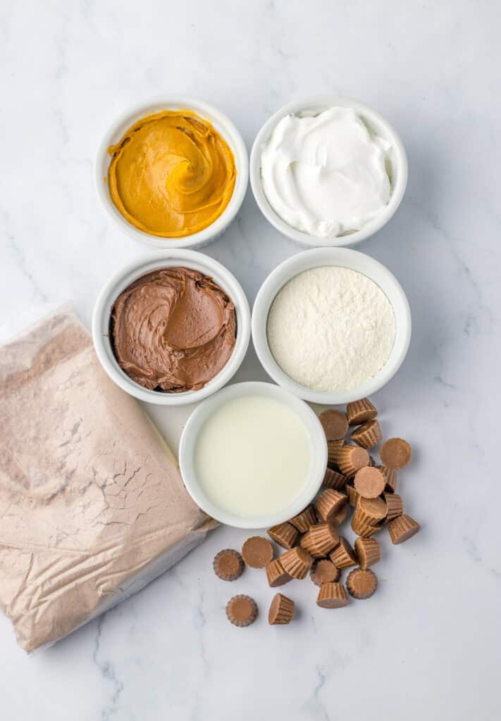 Ingredients for Peanut Butter Cup Poke Cake