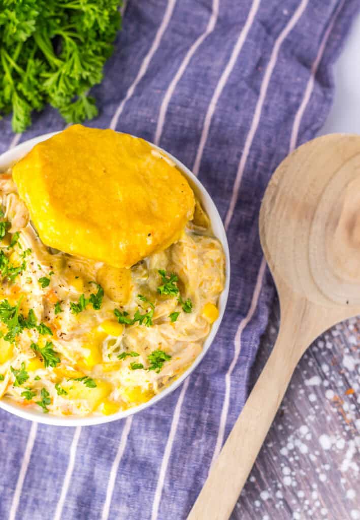 Chicken pot pie served