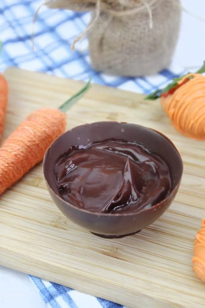 chocolate pudding in chocolate bowl