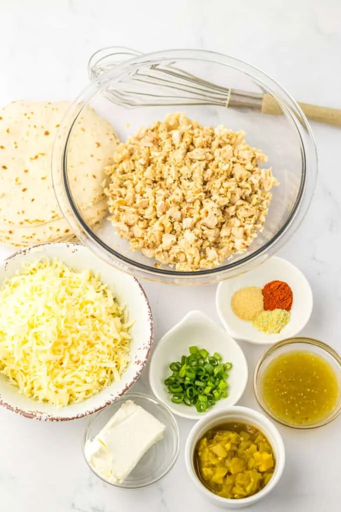ingredients for Baked Cheesy Chicken Taquitos