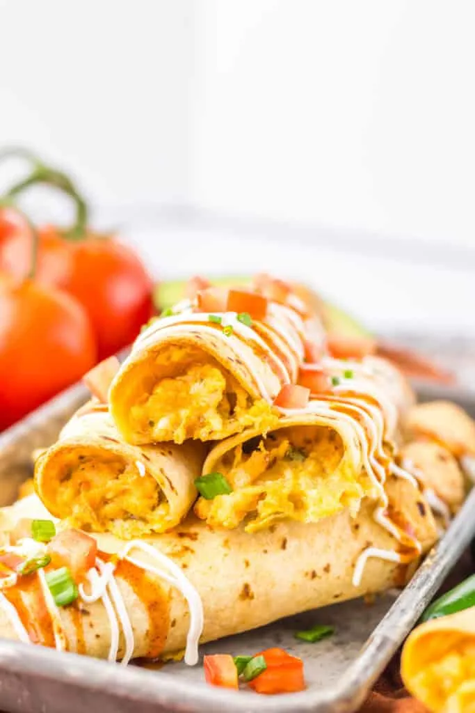 tray of taquitos ready to serve