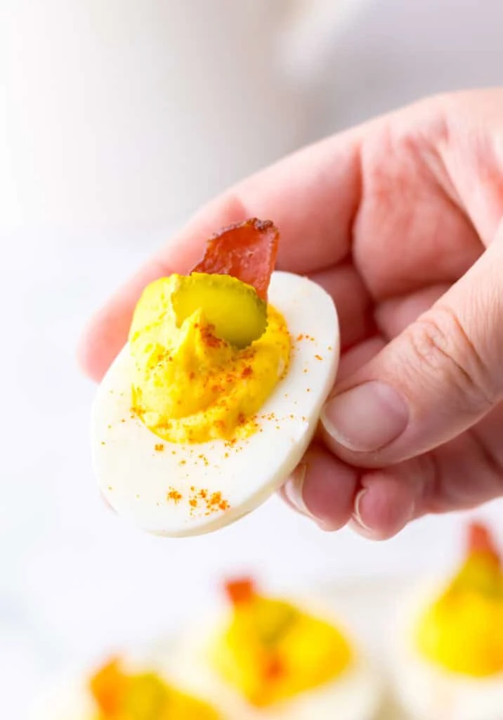 up close shot of a Million Dollar Deviled Egg