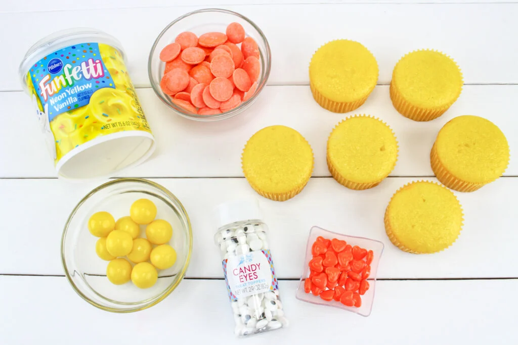 Ingredients for chick cupcakes