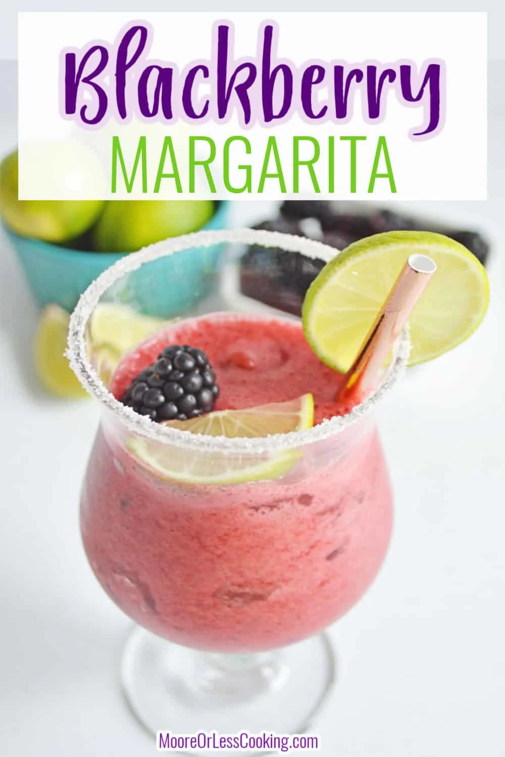 Warm weather is the perfect time to indulge in this easy summer drink that requires minimal ingredients. Fresh or frozen blackberries join with lime juice, tequila, water and sugar for a quick blend to achieve fruity goodness. It's also an easy cocktail to make in batch form for parties. via @Mooreorlesscook