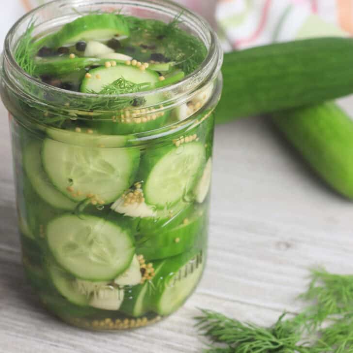 jar of Garlic and Dill Refrigerator Pickles