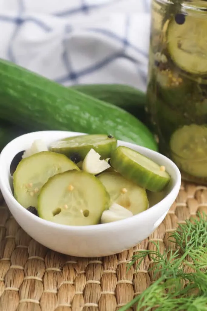 bowl of pickles and garlic