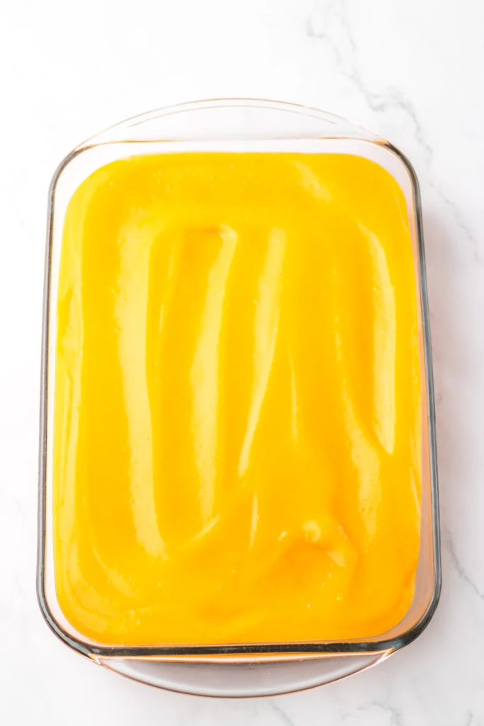 pour glaze over cake